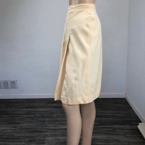 Paul Stanley 100% pure wool midi yellow skirt S:12 - Picture 13 of 16